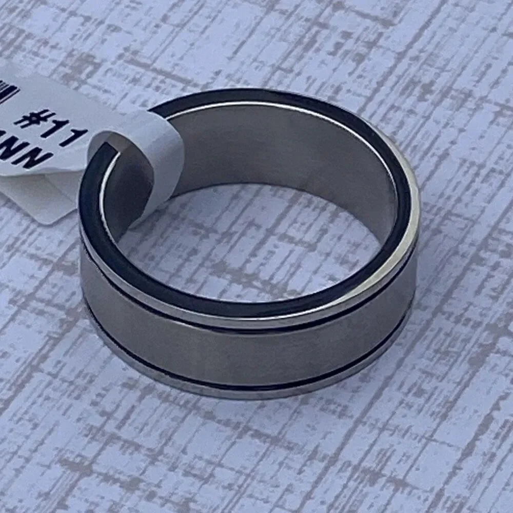 Men’s Stainless Steel Ring Size 11 Silver Band Brushed Center Minimalist